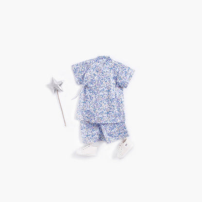 MyKids-USA® Baby Floral Print Belt Design Short-Sleeved Tops Combo Shorts Japanese Sets Pajamas