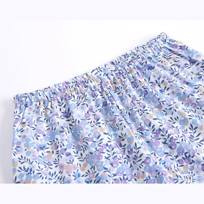 MyKids-USA® Baby Floral Print Belt Design Short-Sleeved Tops Combo Shorts Japanese Sets Pajamas