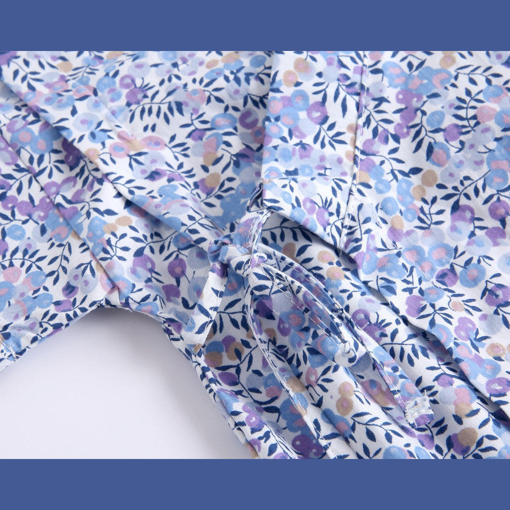 MyKids-USA® Baby Floral Print Belt Design Short-Sleeved Tops Combo Shorts Japanese Sets Pajamas