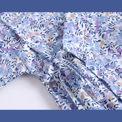 MyKids-USA® Baby Floral Print Belt Design Short-Sleeved Tops Combo Shorts Japanese Sets Pajamas