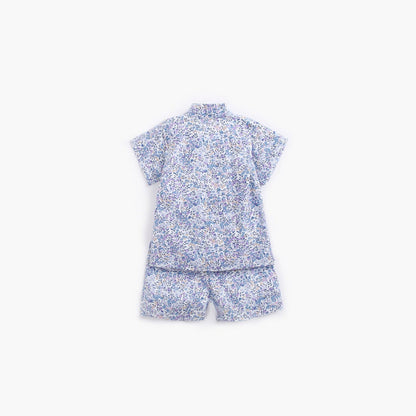MyKids-USA® Baby Floral Print Belt Design Short-Sleeved Tops Combo Shorts Japanese Sets Pajamas