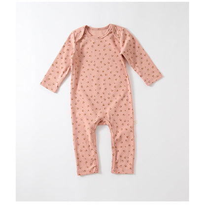 MyKids-USA® Baby Print Pattern Envelope Neckline Long Sleeved Soft Rompers Home Clothes