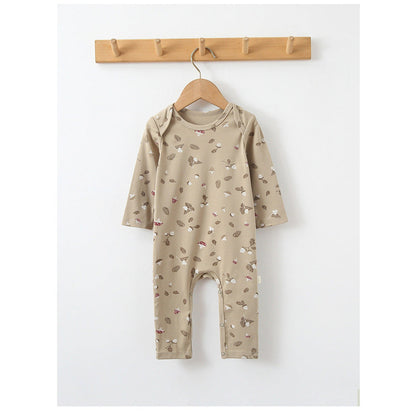 MyKids-USA® Baby Print Pattern Envelope Neckline Long Sleeved Soft Rompers Home Clothes