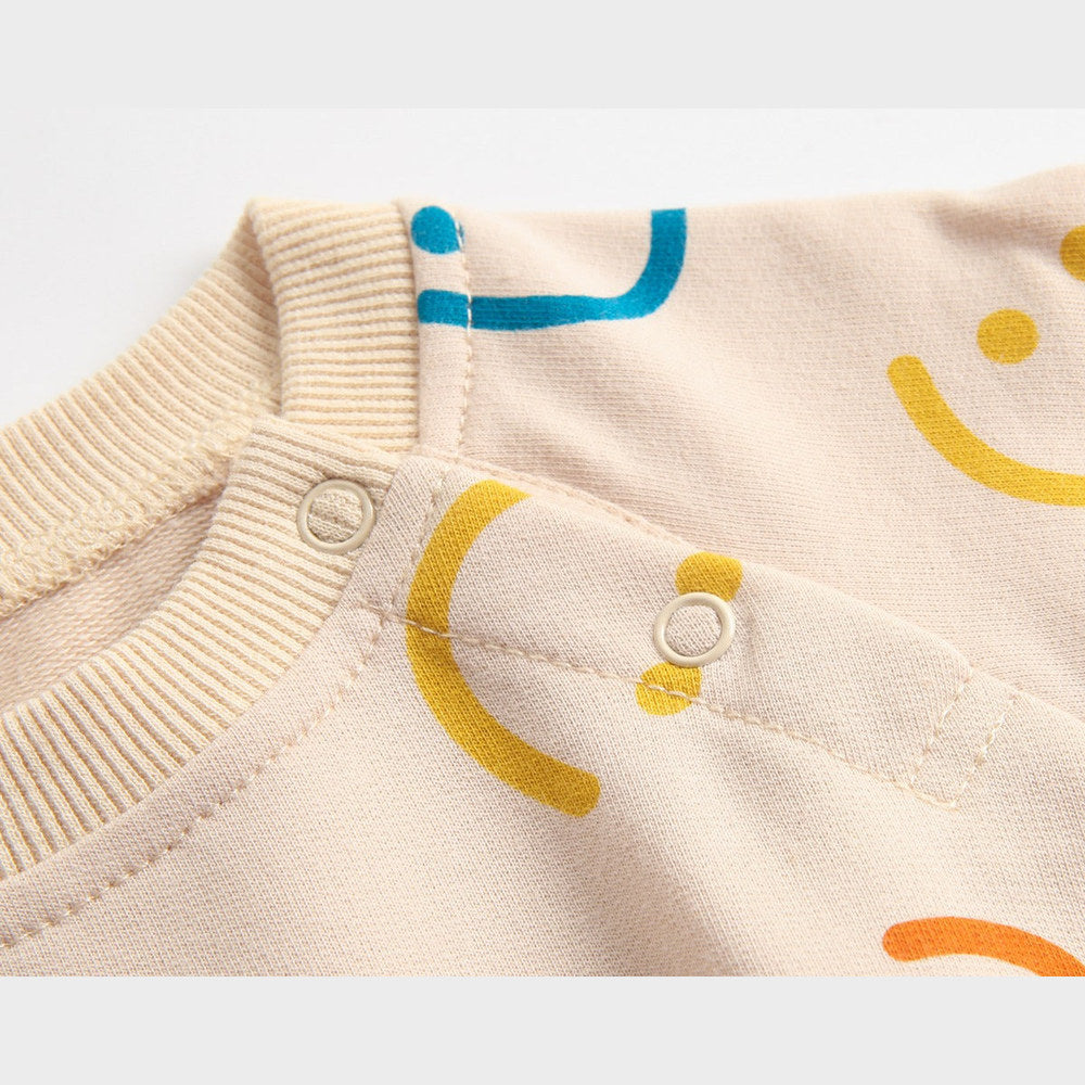MyKids-USA® Baby Girl Smiley Print Pattern Long-Sleeve Design Round Collar bodysuit