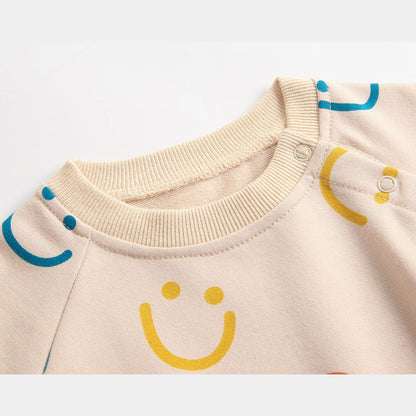 MyKids-USA® Baby Girl Smiley Print Pattern Long-Sleeve Design Round Collar bodysuit