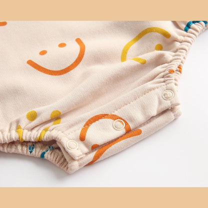 MyKids-USA® Baby Girl Smiley Print Pattern Long-Sleeve Design Round Collar bodysuit