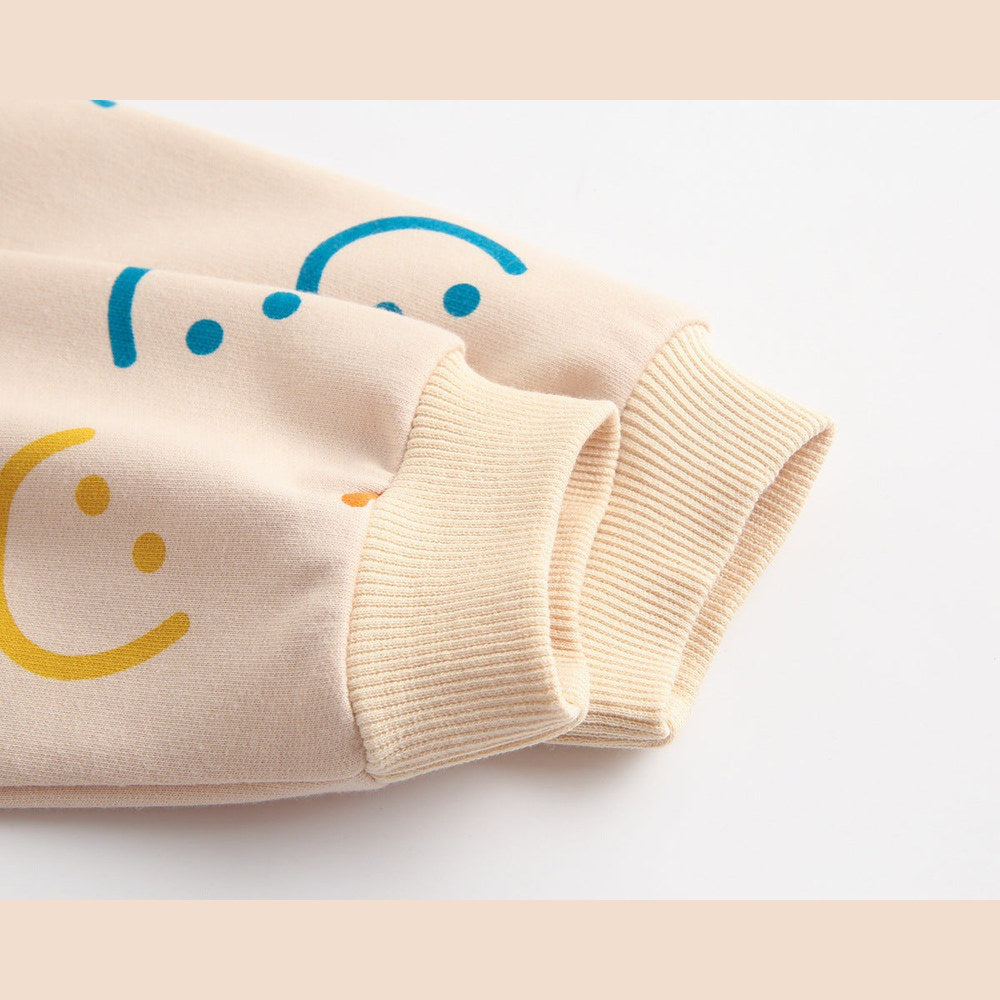 MyKids-USA® Baby Girl Smiley Print Pattern Long-Sleeve Design Round Collar bodysuit