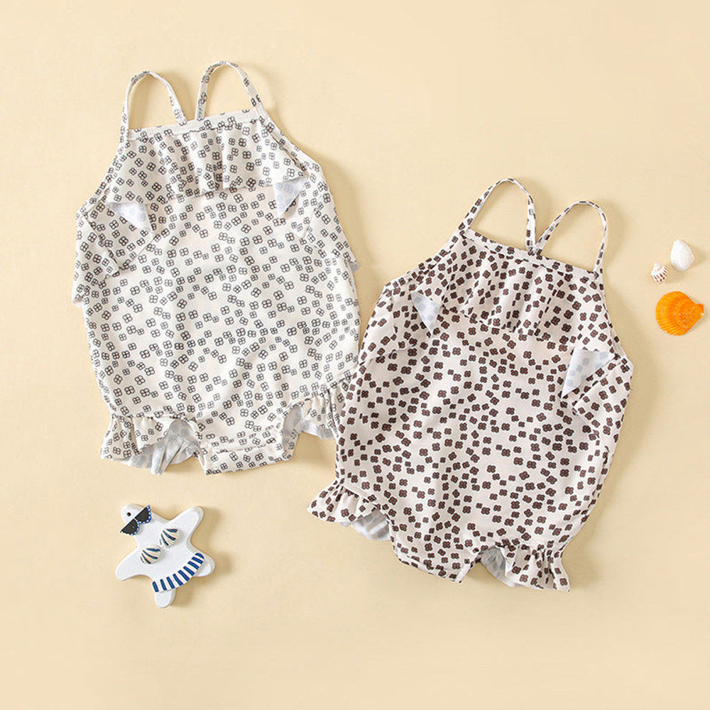 MyKids-USA® Baby Girl Floral Print Pattern Lace Design Sling Swimsuit bodysuit In