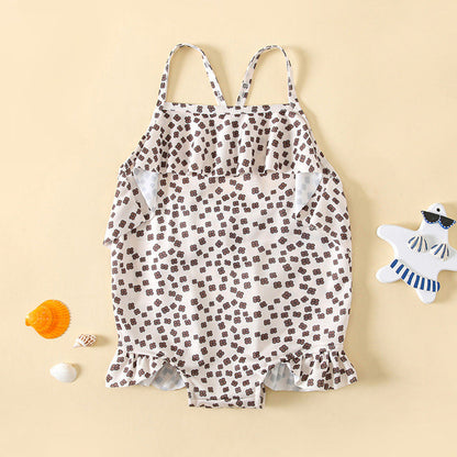MyKids-USA® Baby Girl Floral Print Pattern Lace Design Sling Swimsuit bodysuit In