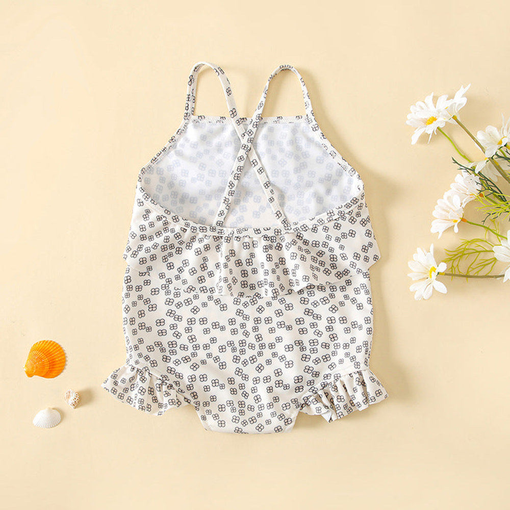 MyKids-USA® Baby Girl Floral Print Pattern Lace Design Sling Swimsuit bodysuit In