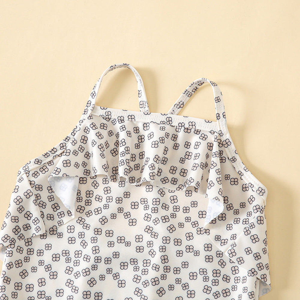 MyKids-USA® Baby Girl Floral Print Pattern Lace Design Sling Swimsuit bodysuit In