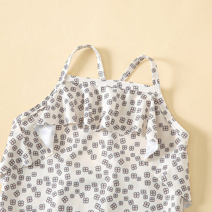 MyKids-USA® Baby Girl Floral Print Pattern Lace Design Sling Swimsuit bodysuit In