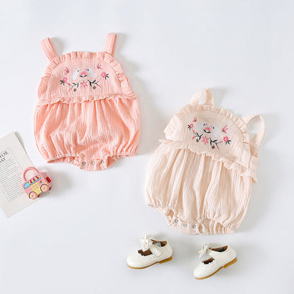 MyKids-USA® Baby Girl Floral Embroidered Pattern Lace Design Solid Color Sleeveless bodysuit