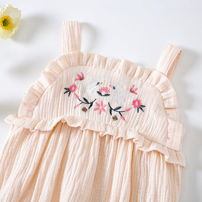 MyKids-USA® Baby Girl Floral Embroidered Pattern Lace Design Solid Color Sleeveless bodysuit