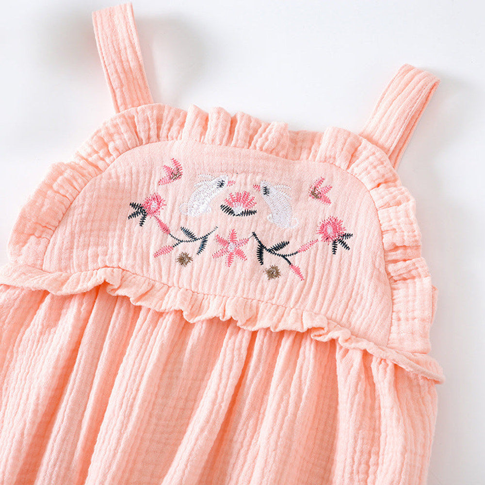 MyKids-USA® Baby Girl Floral Embroidered Pattern Lace Design Solid Color Sleeveless bodysuit