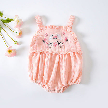 MyKids-USA® Baby Girl Floral Embroidered Pattern Lace Design Solid Color Sleeveless bodysuit