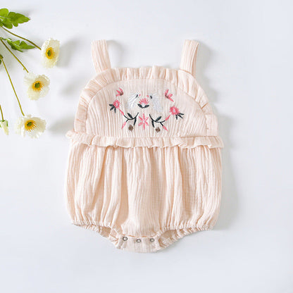 MyKids-USA® Baby Girl Floral Embroidered Pattern Lace Design Solid Color Sleeveless bodysuit