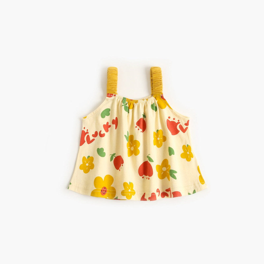 MyKids-USA® Baby Girl Floral Print Pattern Sleeveless Tops Combo Shorts Sets