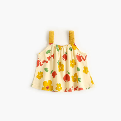 MyKids-USA® Baby Girl Floral Print Pattern Sleeveless Tops Combo Shorts Sets
