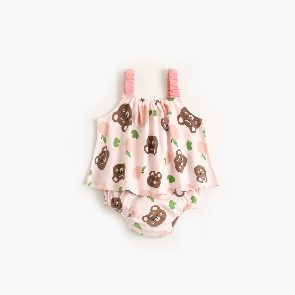 MyKids-USA® Baby Girl Floral Print Pattern Sleeveless Tops Combo Shorts Sets