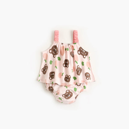 MyKids-USA® Baby Girl Floral Print Pattern Sleeveless Tops Combo Shorts Sets