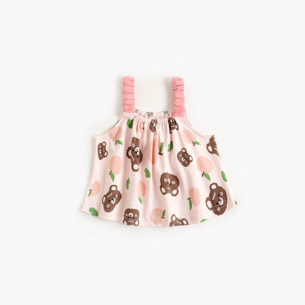 MyKids-USA® Baby Girl Floral Print Pattern Sleeveless Tops Combo Shorts Sets