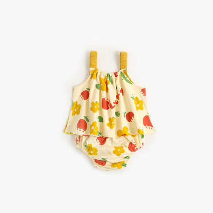 MyKids-USA® Baby Girl Floral Print Pattern Sleeveless Tops Combo Shorts Sets