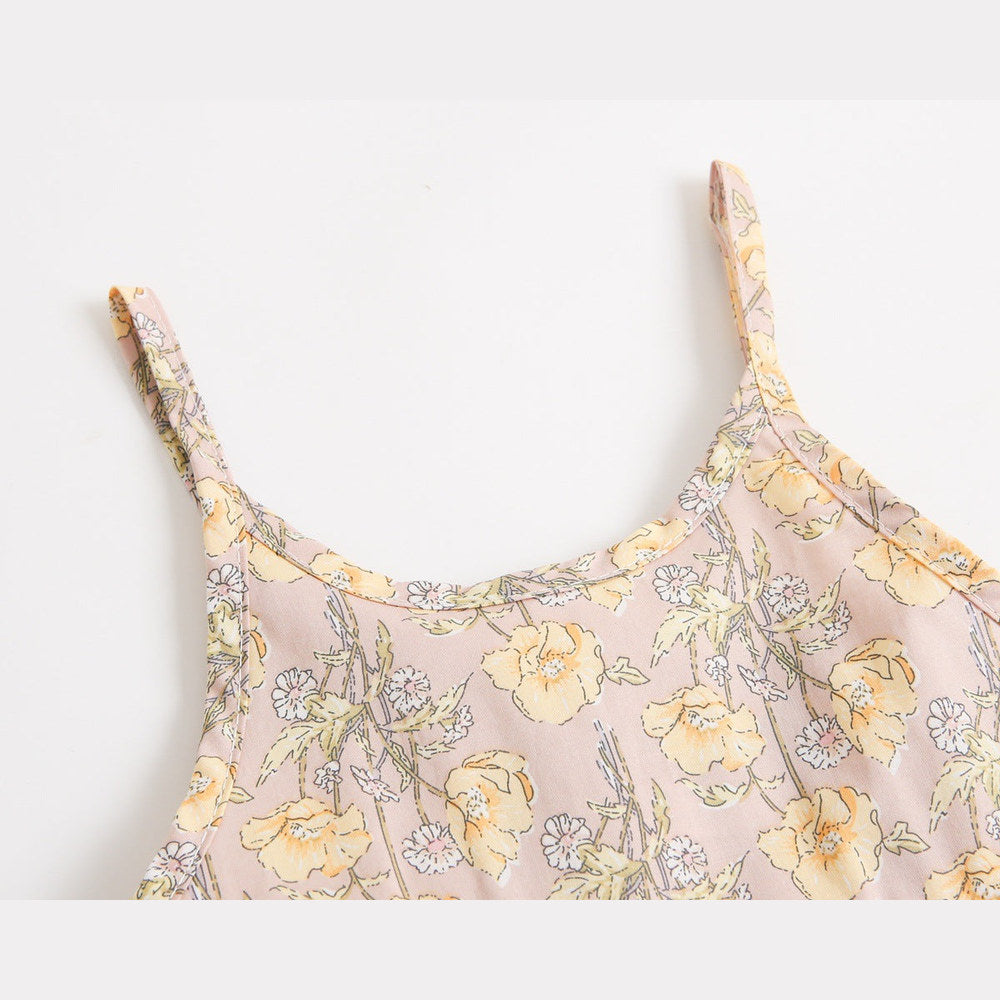 MyKids-USA® Baby Girl Floral Print Pattern Backless Design Sleeveless Rompers With Handband