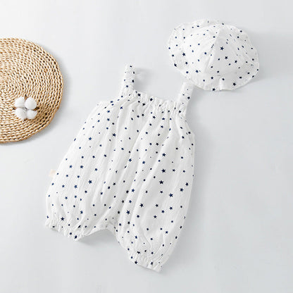 MyKids-USA® Baby Printed Pattern Sleeveless Rompers With Hat In Summer