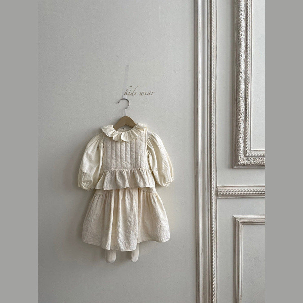 MyKids-USA® Baby Flower Embroidered Pattern Ruffle Lapel Design Quality bodysuit & Shirt