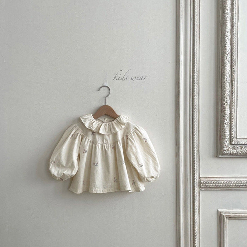 MyKids-USA® Baby Flower Embroidered Pattern Ruffle Lapel Design Quality bodysuit & Shirt