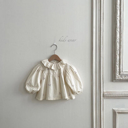MyKids-USA® Baby Flower Embroidered Pattern Ruffle Lapel Design Quality bodysuit & Shirt