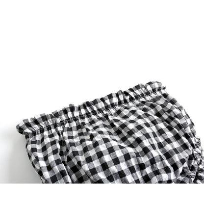 MyKids-USA® Baby Girl Plaid Pattern Single Breasted Design Shirt Combo Shorts Sets