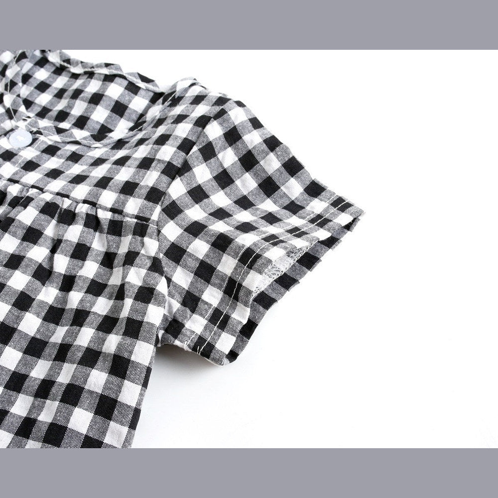 MyKids-USA® Baby Girl Plaid Pattern Single Breasted Design Shirt Combo Shorts Sets