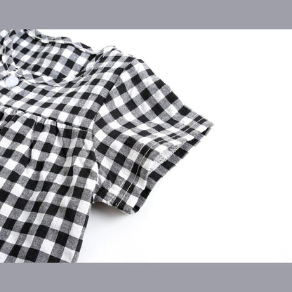 MyKids-USA® Baby Girl Plaid Pattern Single Breasted Design Shirt Combo Shorts Sets
