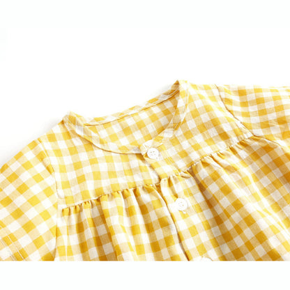 MyKids-USA® Baby Girl Plaid Pattern Single Breasted Design Shirt Combo Shorts Sets