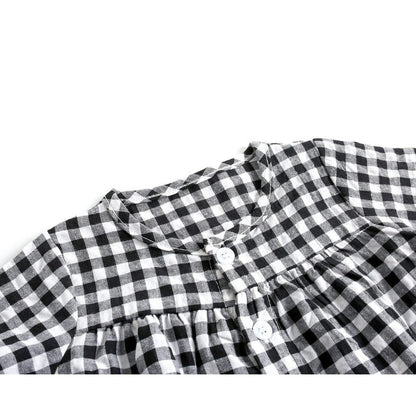 MyKids-USA® Baby Girl Plaid Pattern Single Breasted Design Shirt Combo Shorts Sets