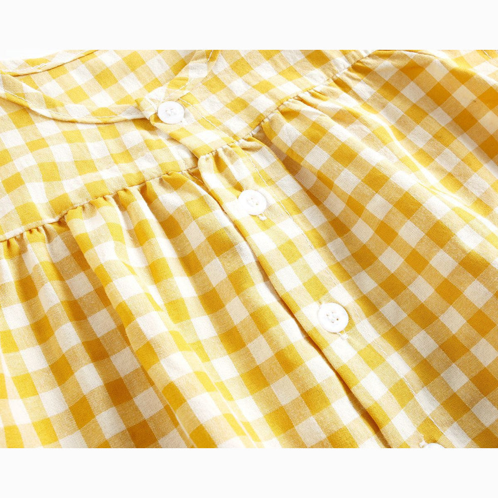 MyKids-USA® Baby Girl Plaid Pattern Single Breasted Design Shirt Combo Shorts Sets
