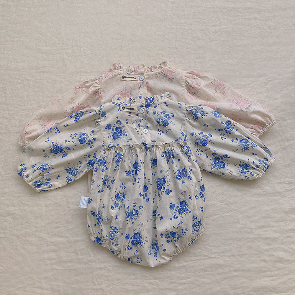MyKids-USA® Baby Flower Pattern Stand Collar Long Sleeve bodysuit