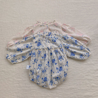 MyKids-USA® Baby Flower Pattern Stand Collar Long Sleeve bodysuit