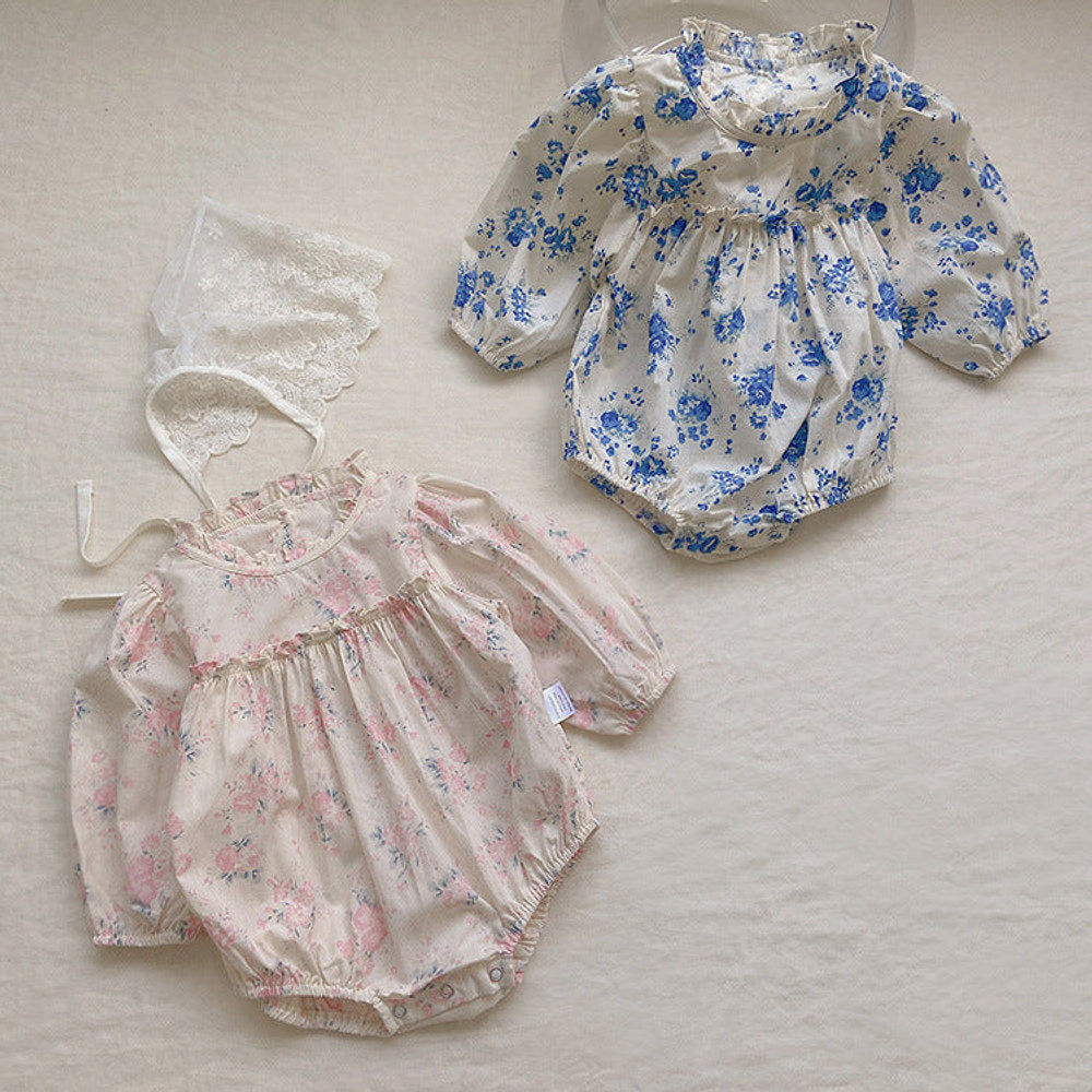 MyKids-USA® Baby Flower Pattern Stand Collar Long Sleeve bodysuit