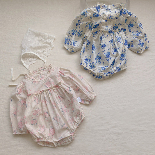 MyKids-USA® Baby Flower Pattern Stand Collar Long Sleeve bodysuit