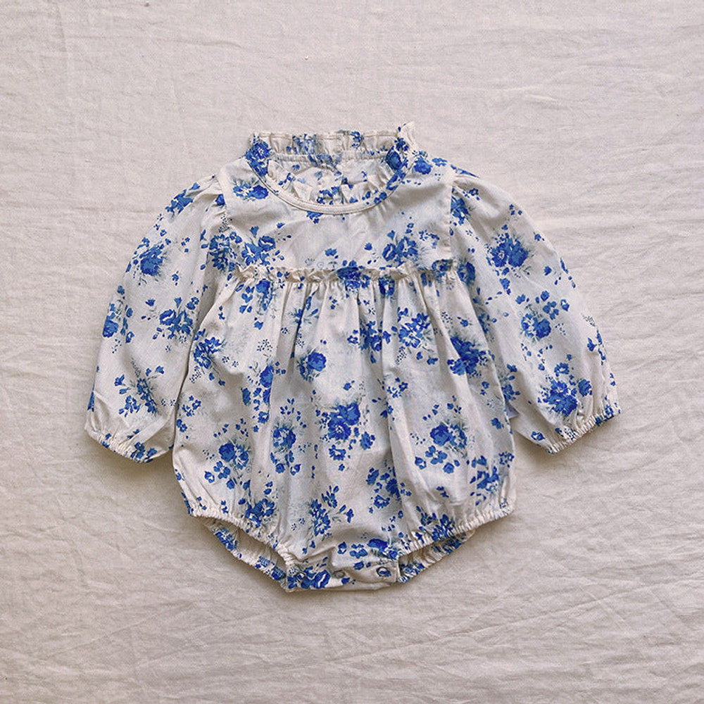 MyKids-USA® Baby Flower Pattern Stand Collar Long Sleeve bodysuit
