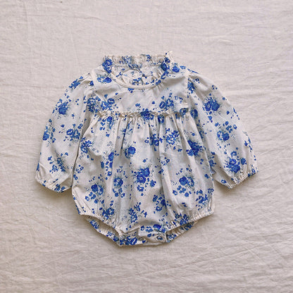 MyKids-USA® Baby Flower Pattern Stand Collar Long Sleeve bodysuit