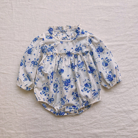 MyKids-USA® Baby Flower Pattern Stand Collar Long Sleeve bodysuit