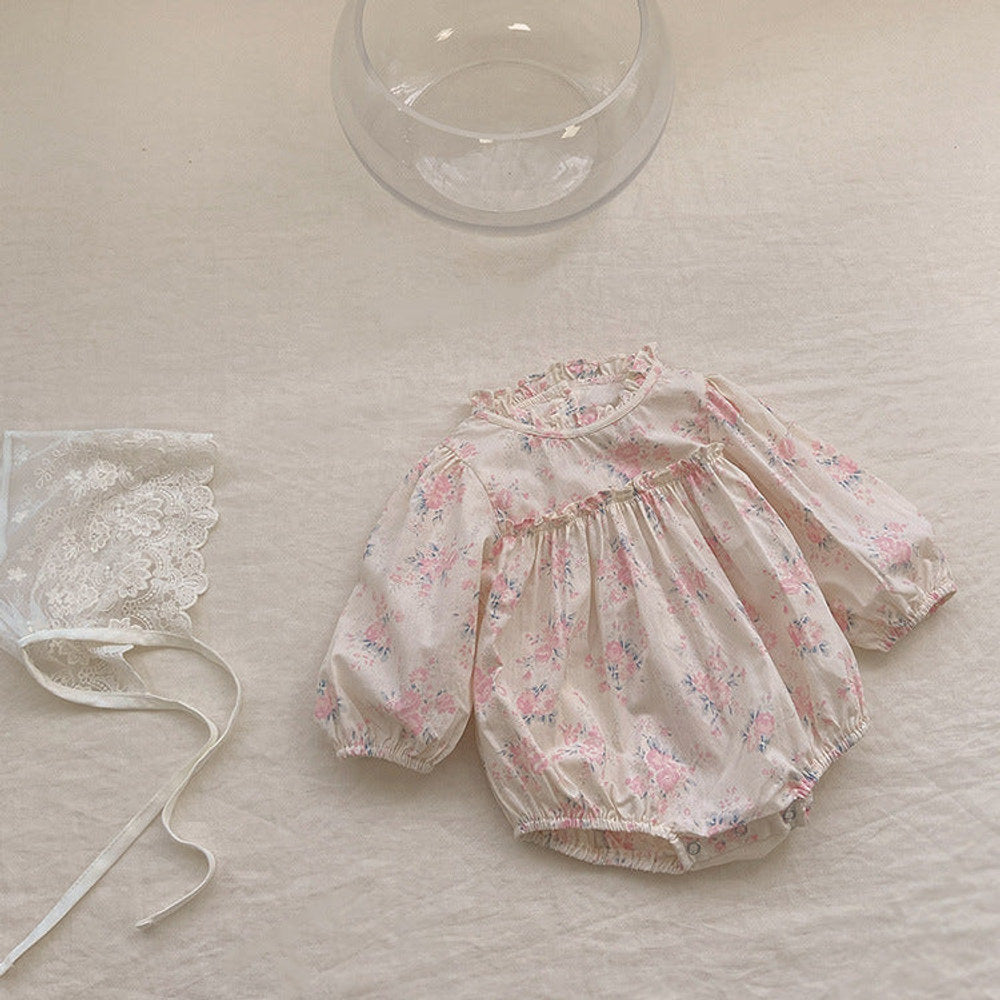 MyKids-USA® Baby Flower Pattern Stand Collar Long Sleeve bodysuit