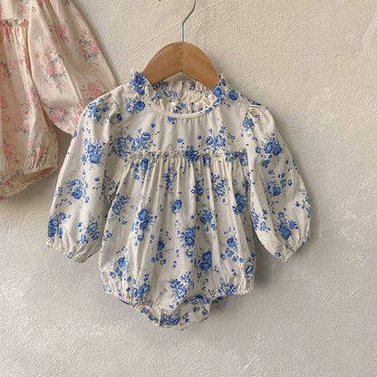 MyKids-USA® Baby Flower Pattern Stand Collar Long Sleeve bodysuit