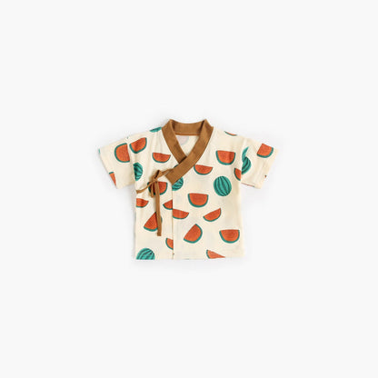 MyKids-USA® Baby Fruit Print Belt Design Short-Sleeved Top Combo Shorts Japan Style Sets Pajamas