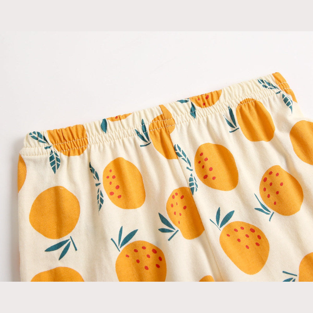 MyKids-USA® Baby Fruit Print Belt Design Short-Sleeved Top Combo Shorts Japan Style Sets Pajamas