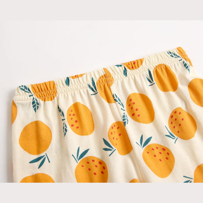 MyKids-USA® Baby Fruit Print Belt Design Short-Sleeved Top Combo Shorts Japan Style Sets Pajamas